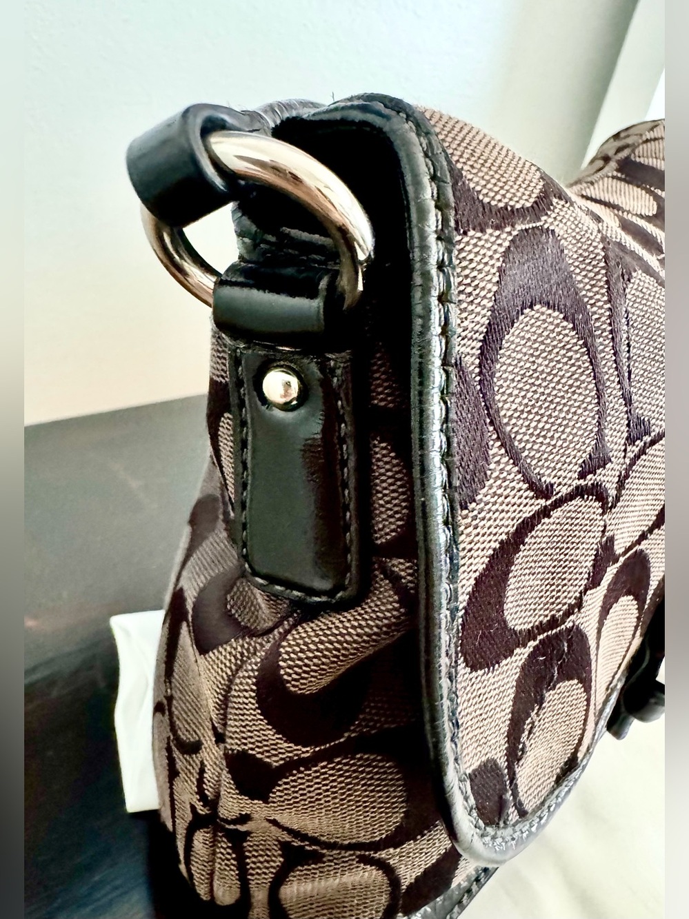 Vintage Y2K Coach Soho Signature Monogram Mini Flap Baguette Bag + New Dust bag - Picture 6 of 13